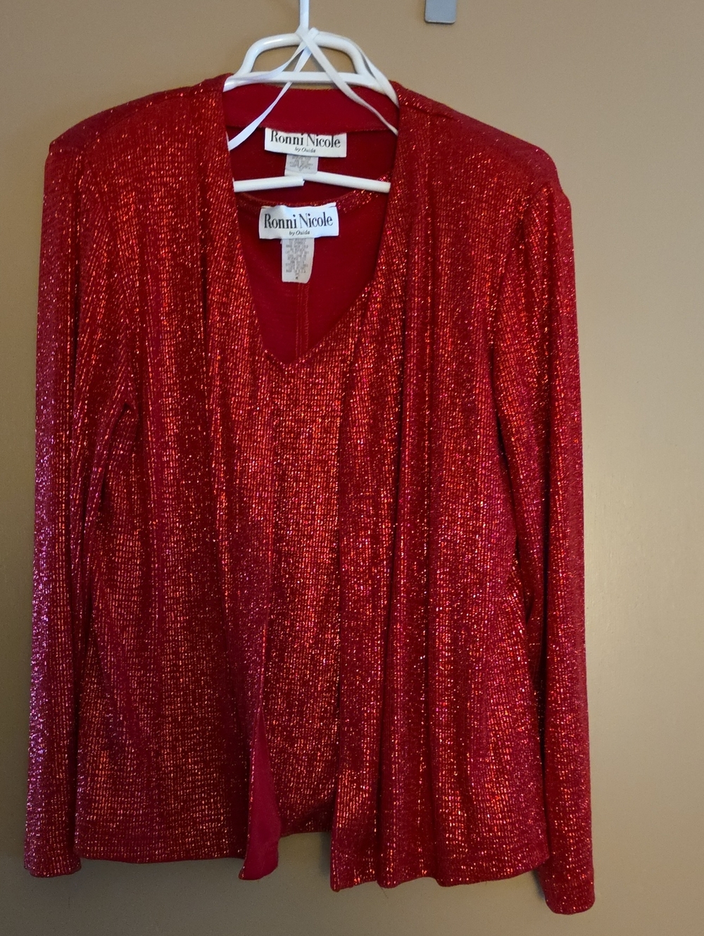 Vintage Ronni Nicole Sparkling Red Two-Piece Knit Set